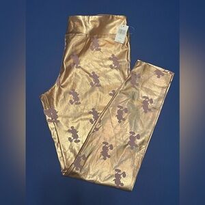 NWT Disney Parks Mickey Mouse Rose Gold Metallic-Iridescent Leggings.